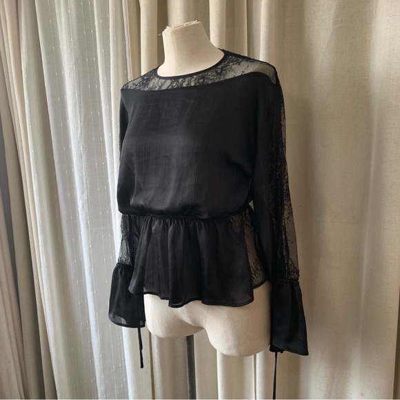 BLACK NO NAME LACE WHIMSIGOTH BLOUSE - Picture 2 of 8